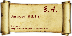 Berauer Albin névjegykártya